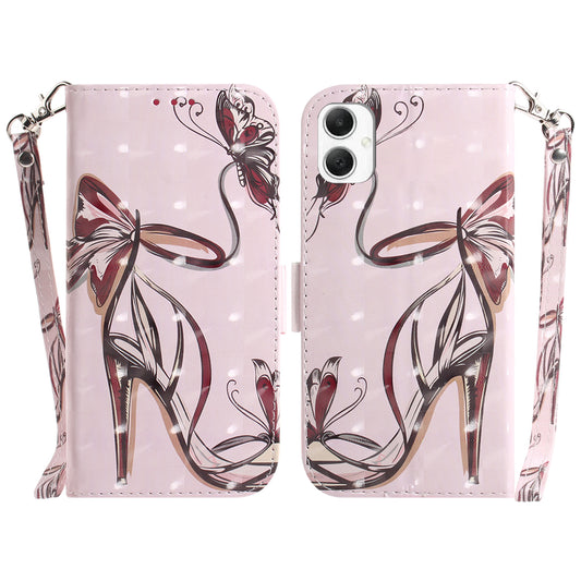 For Samsung Galaxy A06 Case Pattern Printing Leather Wallet Phone Cover - Butterfly High Heels