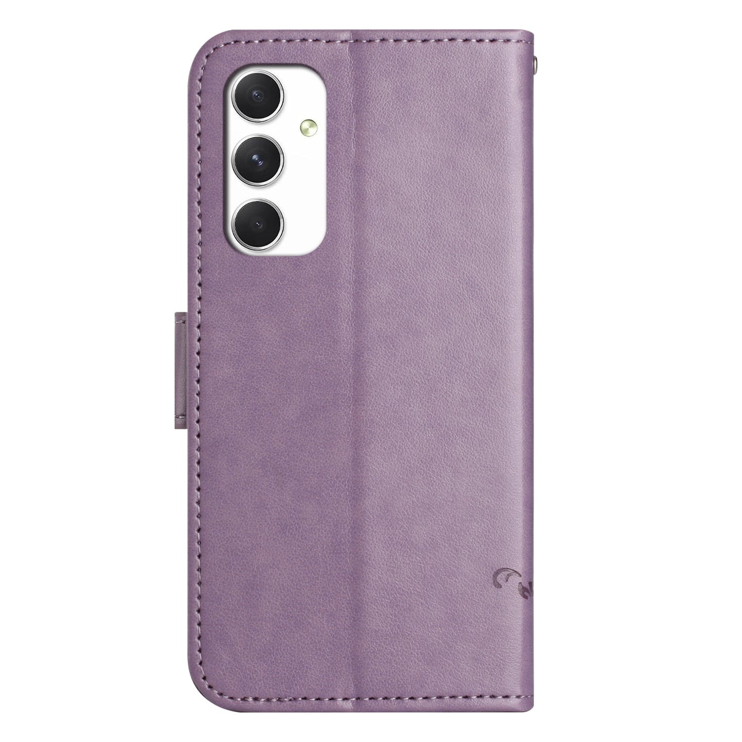 For Samsung Galaxy A16 5G / A16 4G Case Wallet Stand Imprinted Butterfly Flower PU Leather Phone Cover - Purple
