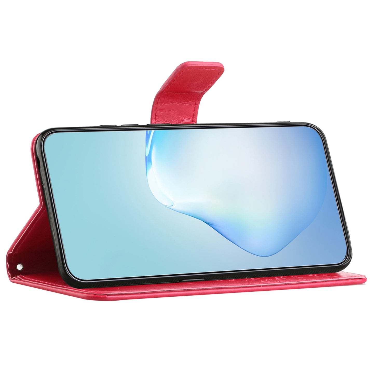 For Samsung Galaxy A16 5G / A16 4G Case PU Leather Owl Tree Imprinted Wallet Phone Cover - Red