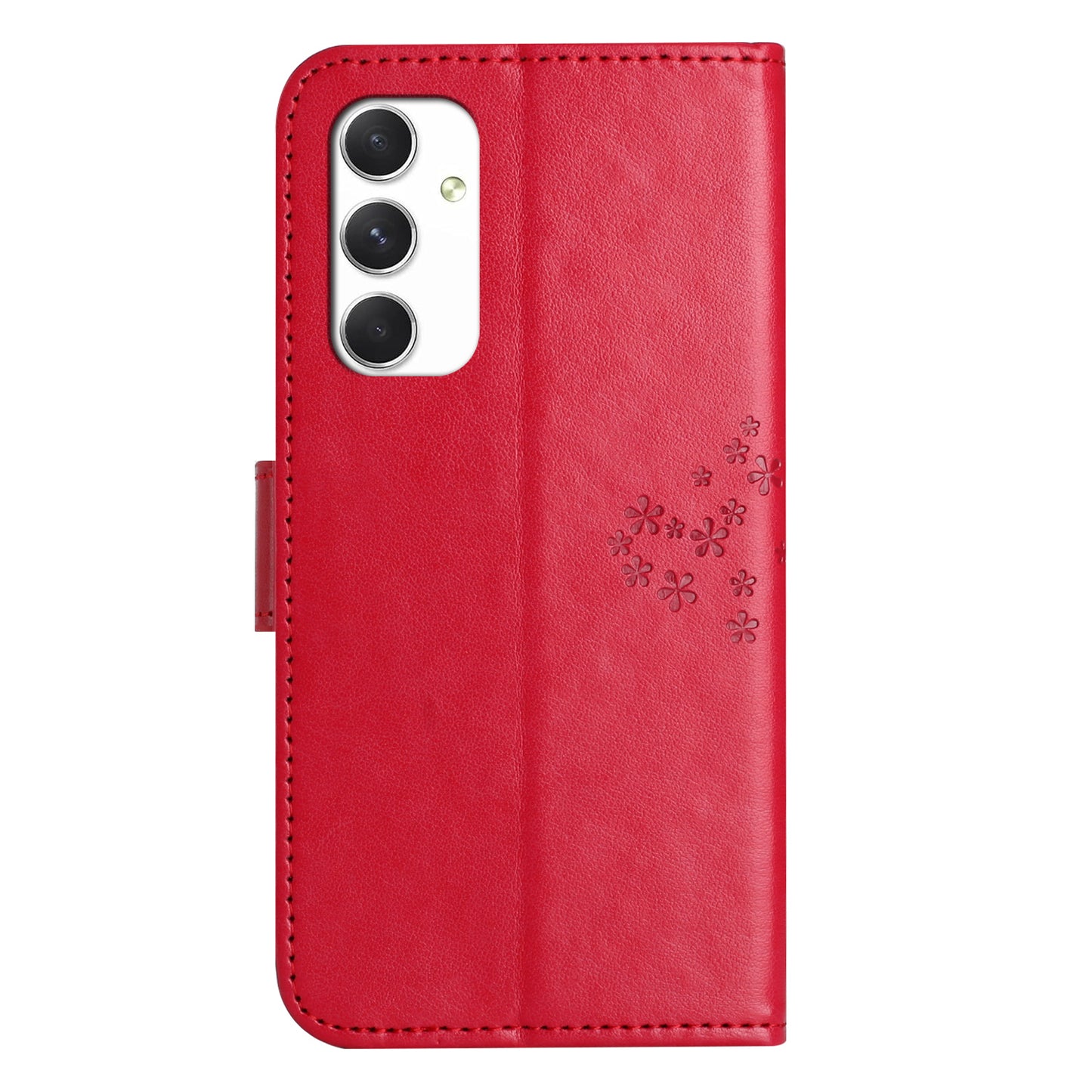 For Samsung Galaxy A16 5G / A16 4G Case PU Leather Owl Tree Imprinted Wallet Phone Cover - Red
