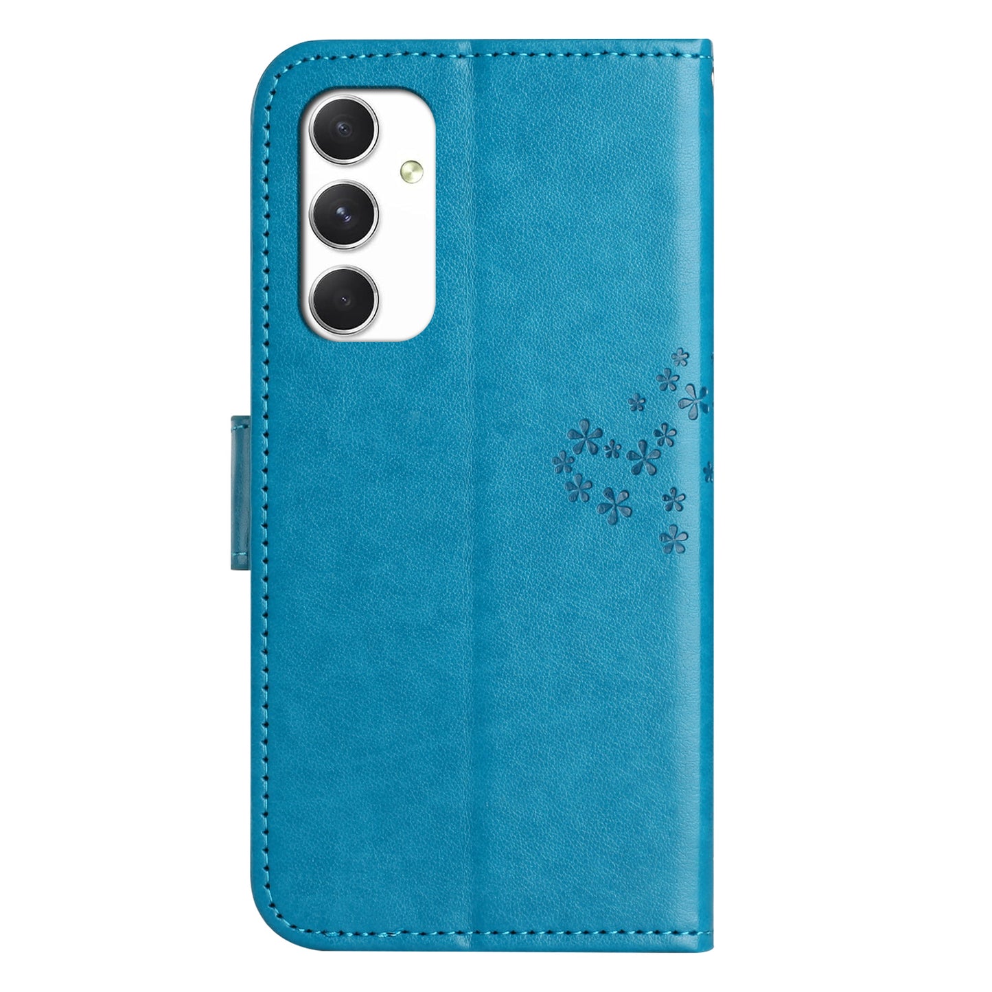 For Samsung Galaxy A16 5G / A16 4G Case PU Leather Owl Tree Imprinted Wallet Phone Cover - Blue