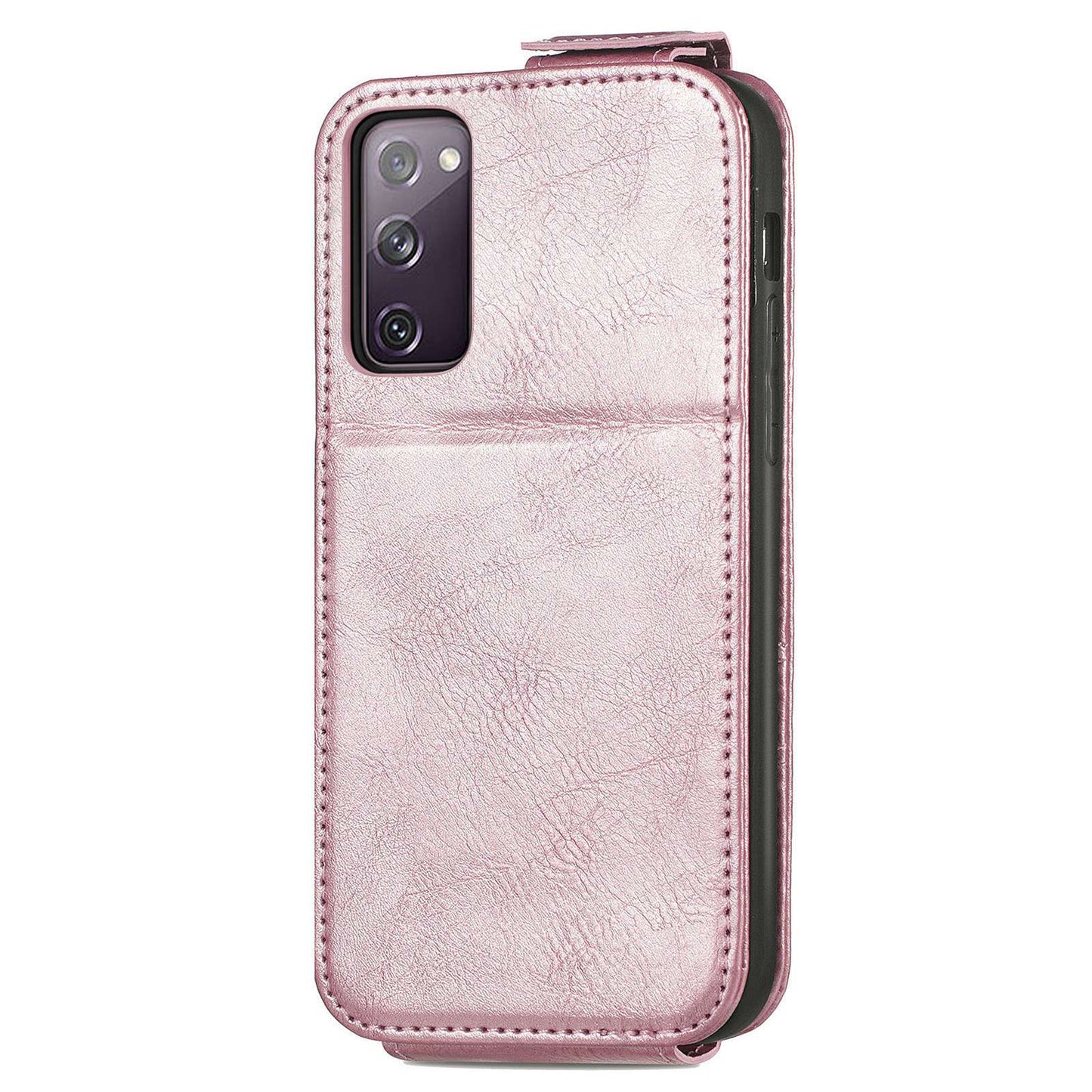 For Samsung Galaxy S20 FE / S20 FE 5G / S20 FE 2022 / S20 Lite Vertical Flip Zipper Wallet Phone Case PU Leather Stand Cover - Rose Gold