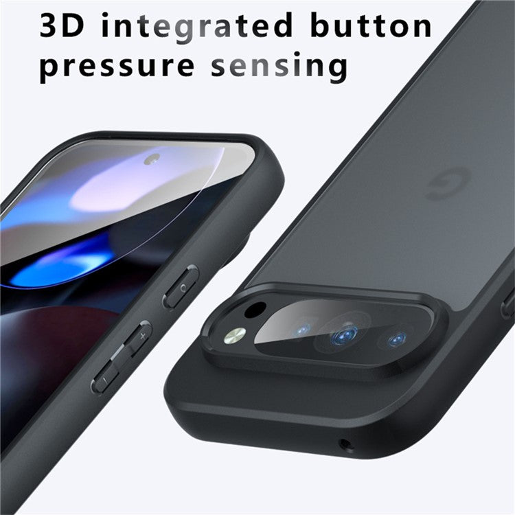 For Google Pixel 9 Pro  /  Pixel 9 Case Skin-Touch TPU+PC Matte Phone Shell, Transparent Black