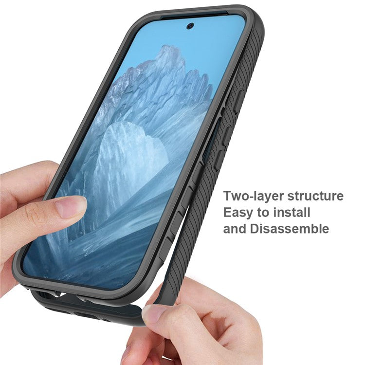 For Google Pixel 9 / Pixel 9 Pro Case Anti-Drop 2-in-1 PC+TPU Phone Cover - Black