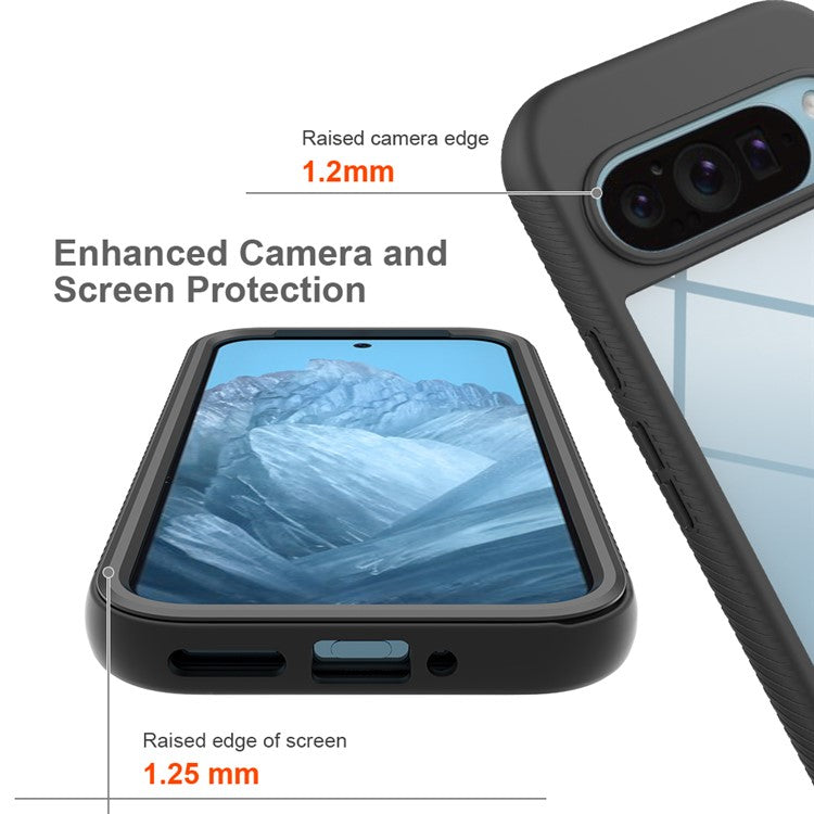 For Google Pixel 9 / Pixel 9 Pro Case Anti-Drop 2-in-1 PC+TPU Phone Cover - Black
