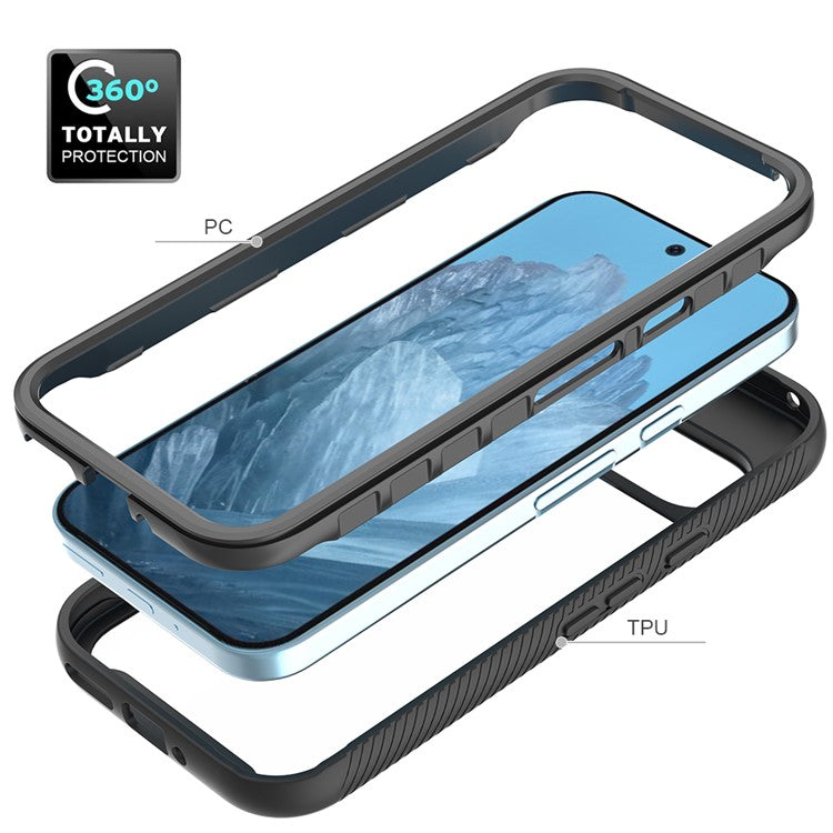 For Google Pixel 9 / Pixel 9 Pro Case Anti-Drop 2-in-1 PC+TPU Phone Cover - Black