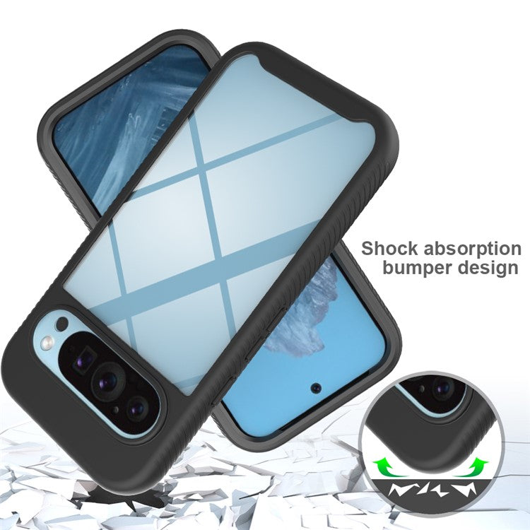 For Google Pixel 9 / Pixel 9 Pro Case Anti-Drop 2-in-1 PC+TPU Phone Cover - Black