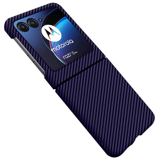 For Motorola Razr 50 Ultra 5G Case Aramid Fiber+PC Anti-drop Folding Phone Cover - Purple