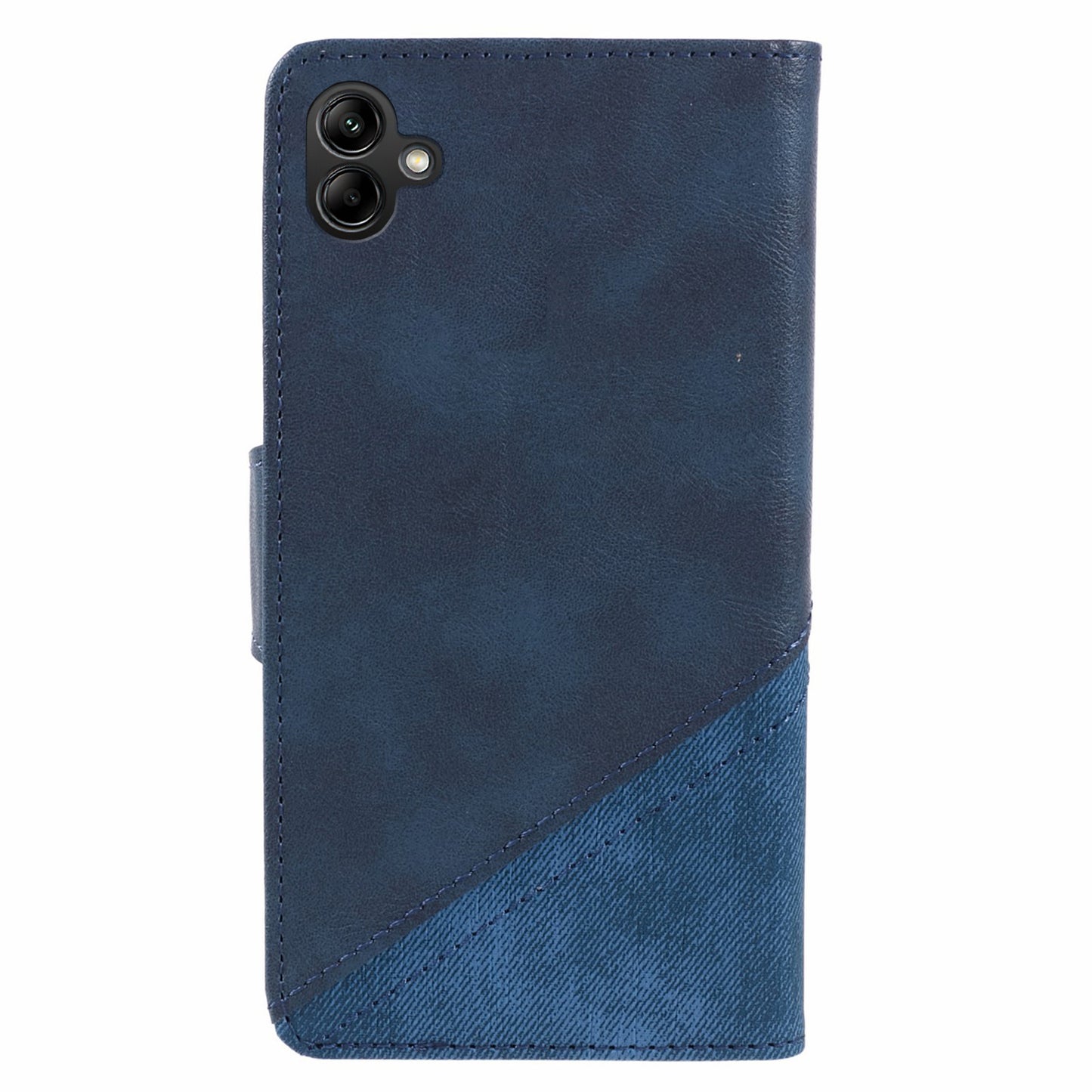 For Samsung Galaxy A06 Case Wallet Leather Phone Cover Crazy Horse Texture+Jeans Cloth Texture - Dark Blue