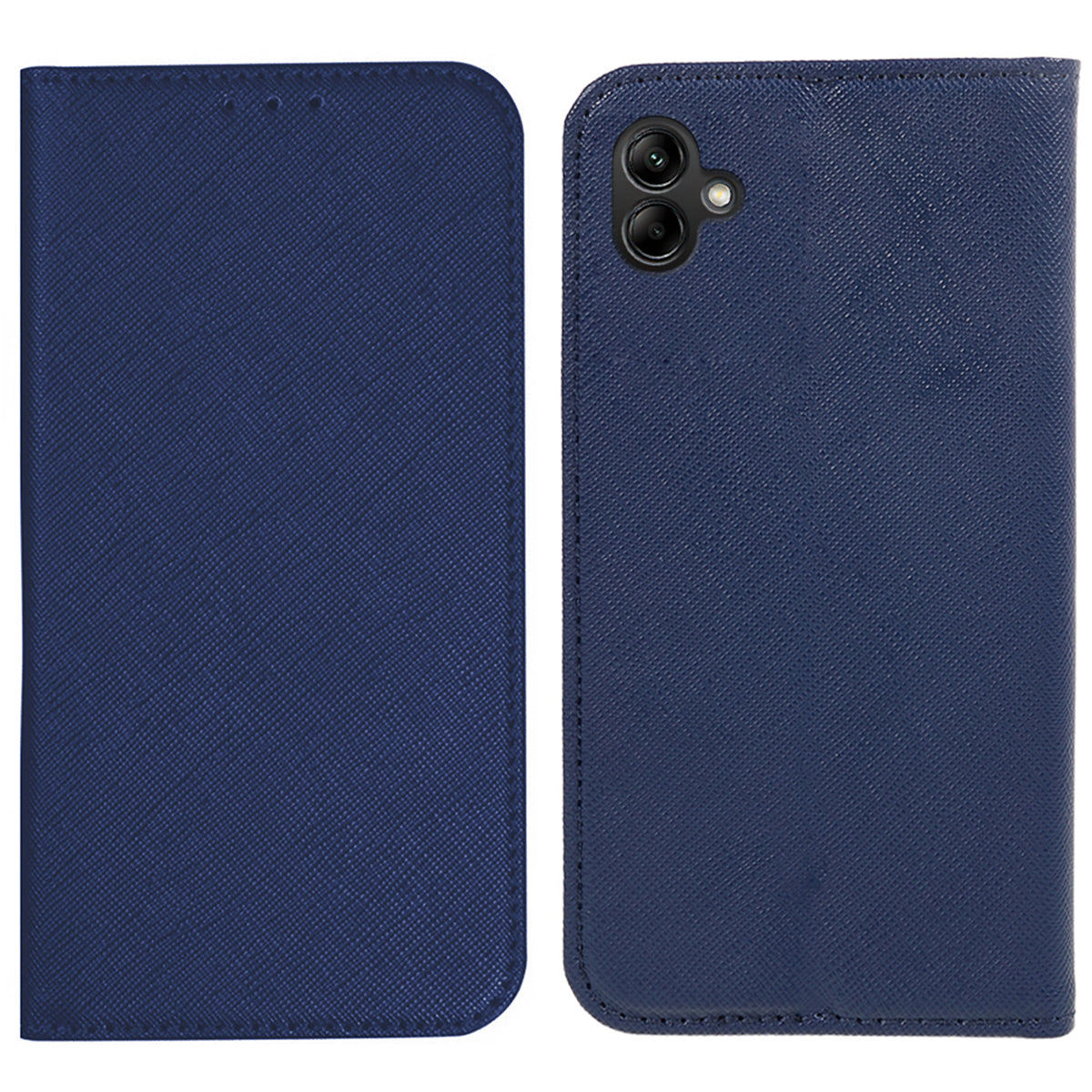 For Samsung Galaxy A06 Case Flip Shockproof Cross Texture Leather Phone Cover - Dark Blue