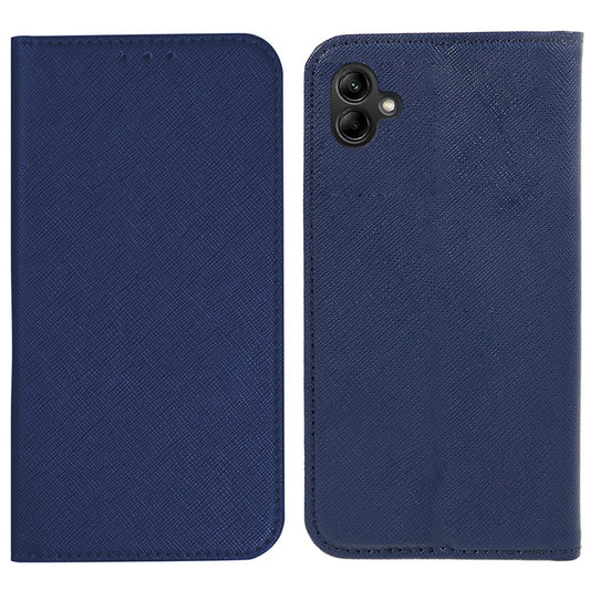 For Samsung Galaxy A06 Case Flip Shockproof Cross Texture Leather Phone Cover - Dark Blue