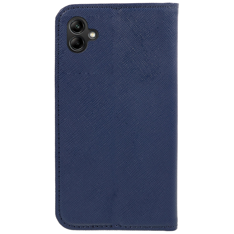 For Samsung Galaxy A06 Case Flip Shockproof Cross Texture Leather Phone Cover - Dark Blue