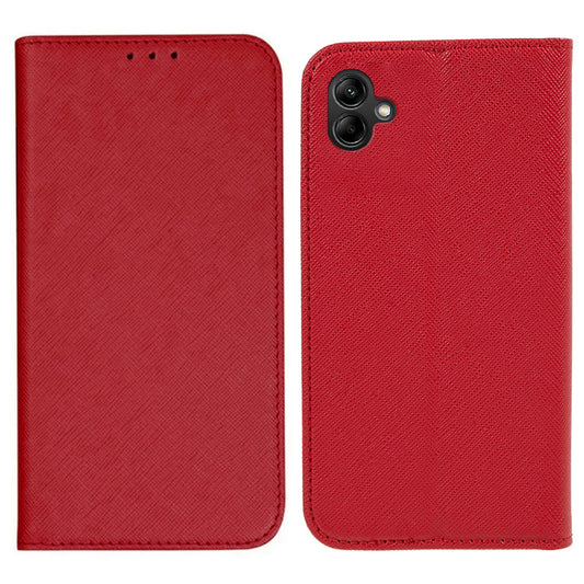 For Samsung Galaxy A06 Case Flip Shockproof Cross Texture Leather Phone Cover - Red