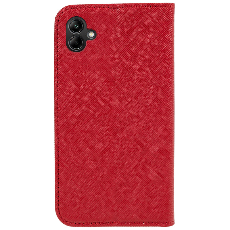 For Samsung Galaxy A06 Case Flip Shockproof Cross Texture Leather Phone Cover - Red