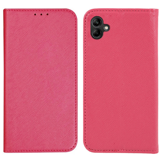 For Samsung Galaxy A06 Case Flip Shockproof Cross Texture Leather Phone Cover - Pink