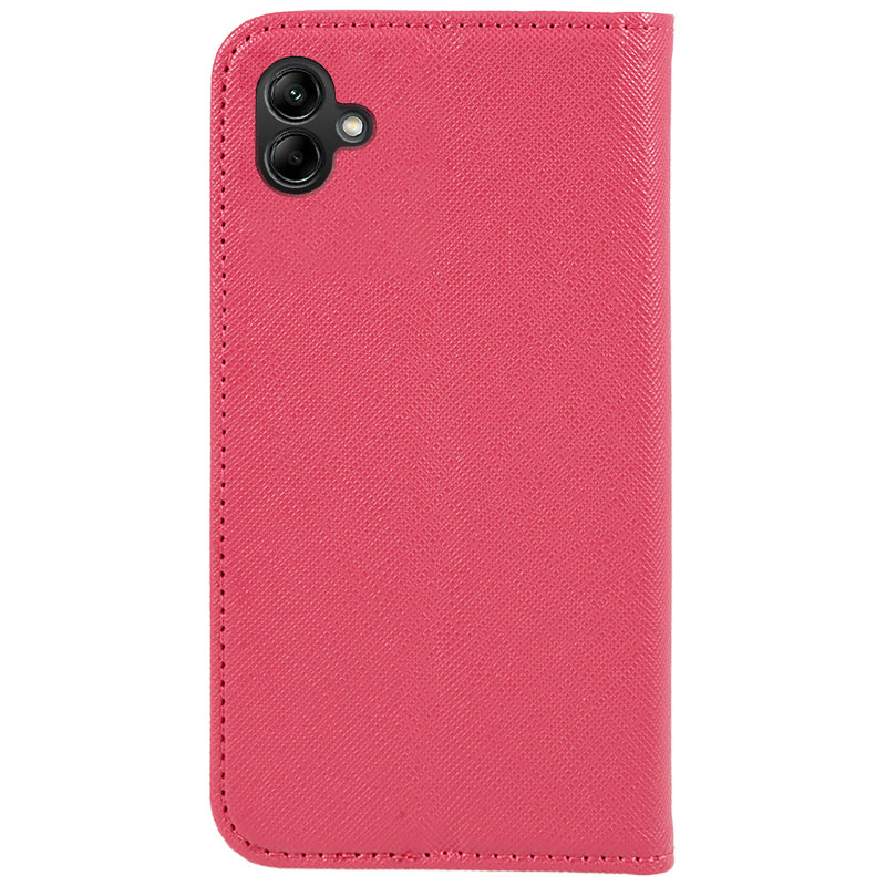 For Samsung Galaxy A06 Case Flip Shockproof Cross Texture Leather Phone Cover - Pink