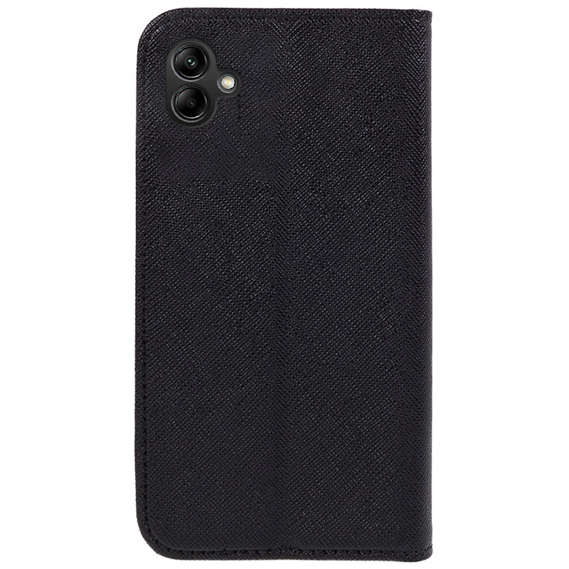 For Samsung Galaxy A06 Case Flip Shockproof Cross Texture Leather Phone Cover - Black