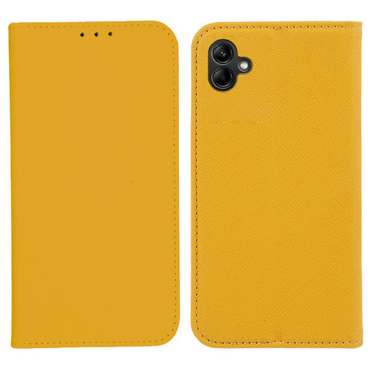 For Samsung Galaxy A06 Case Flip Shockproof Cross Texture Leather Phone Cover - Yellow