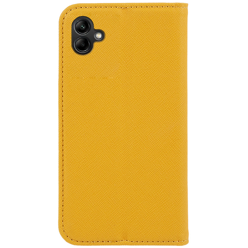 For Samsung Galaxy A06 Case Flip Shockproof Cross Texture Leather Phone Cover - Yellow