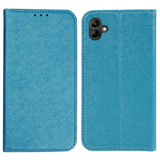 For Samsung Galaxy A06 Case Flip Shockproof Cross Texture Leather Phone Cover - Sky Blue