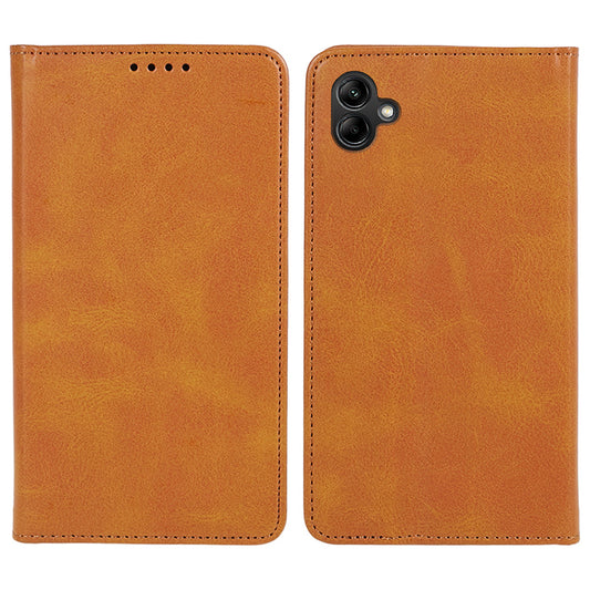For Samsung Galaxy A06 Case Leather Wallet Phone Cover Calf Texture Hidden Magnetic Closure - Khaki