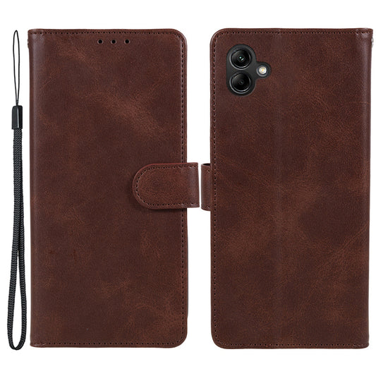 For Samsung Galaxy A06 Case PU Leather Folio Bookstytle Phone Cover Full Protection - Brown