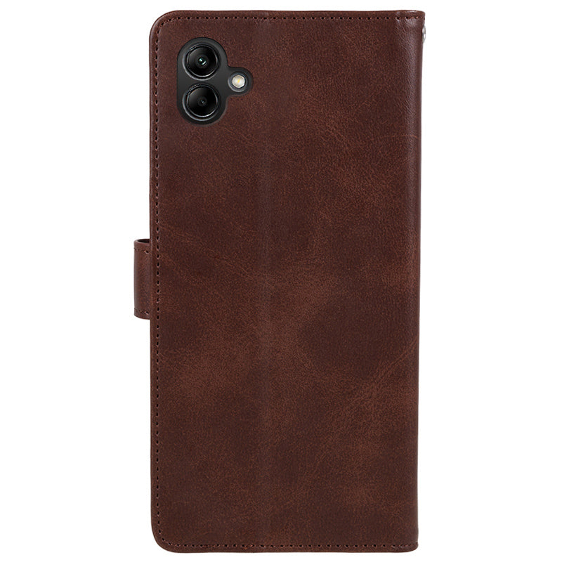 For Samsung Galaxy A06 Case PU Leather Folio Bookstytle Phone Cover Full Protection - Brown