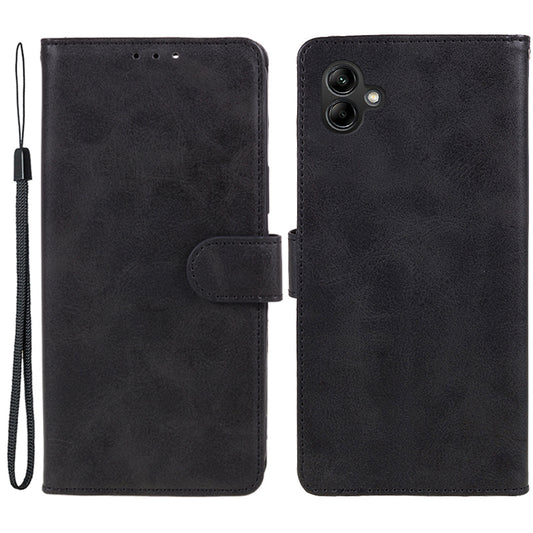 For Samsung Galaxy A06 Case PU Leather Folio Bookstytle Phone Cover Full Protection - Black