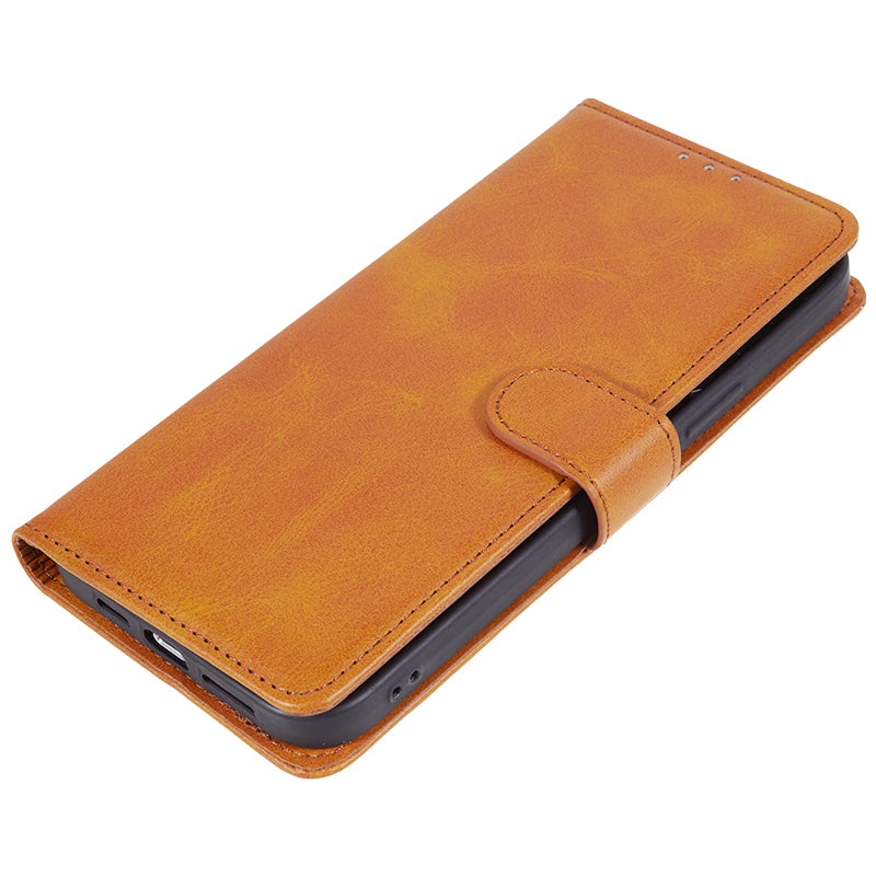 For Samsung Galaxy A06 Case PU Leather Folio Bookstytle Phone Cover Full Protection - Khaki