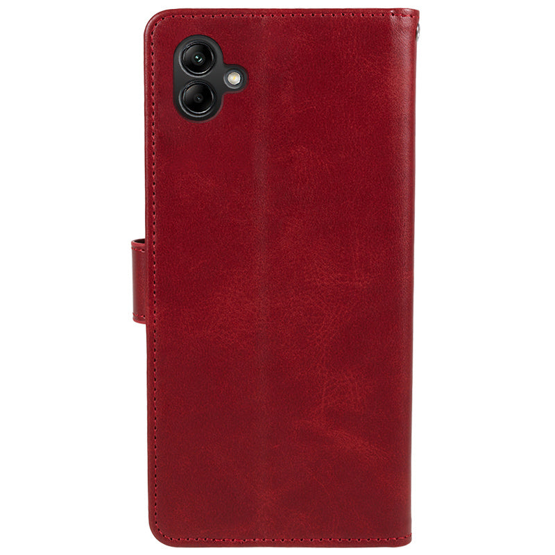 For Samsung Galaxy A06 Case PU Leather Folio Bookstytle Phone Cover Full Protection - Red