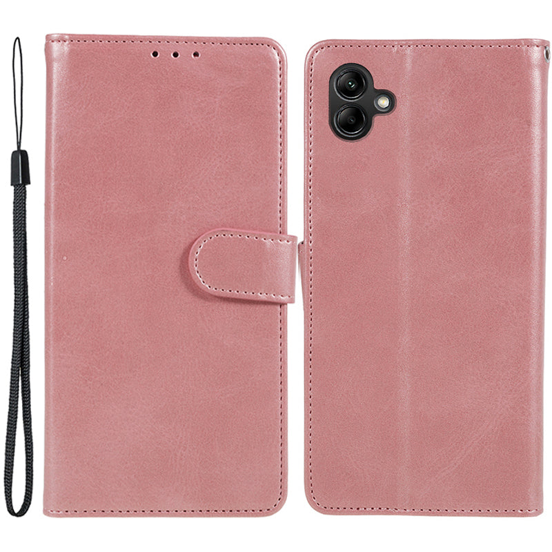 For Samsung Galaxy A06 Case PU Leather Folio Bookstytle Phone Cover Full Protection - Rose Gold