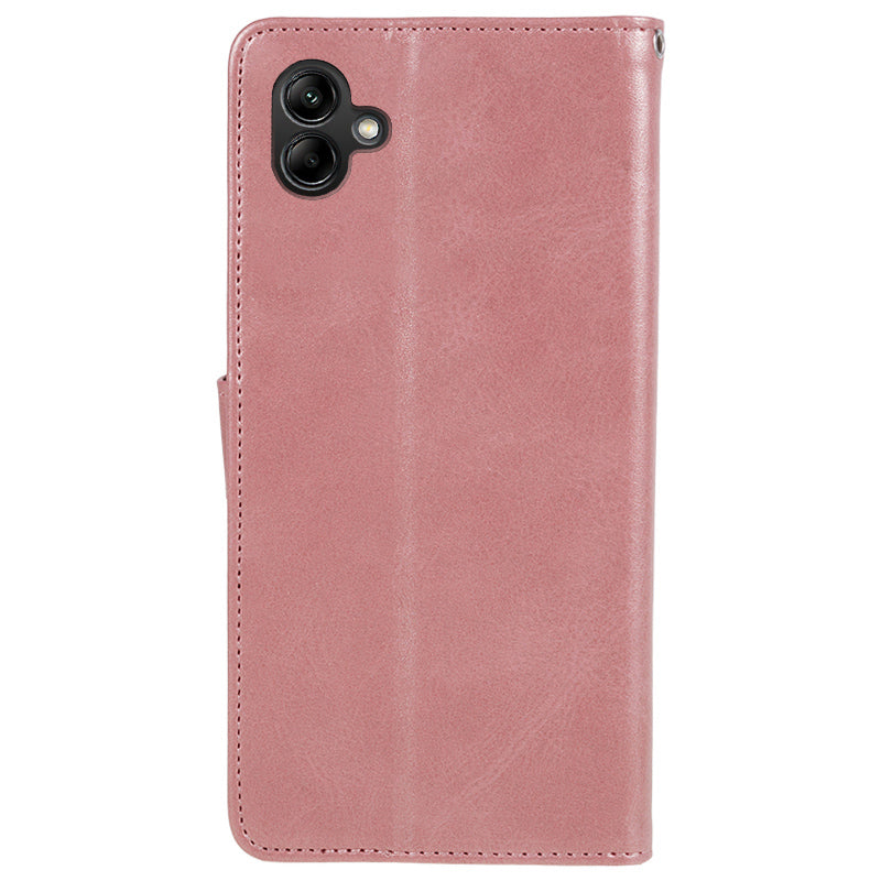 For Samsung Galaxy A06 Case PU Leather Folio Bookstytle Phone Cover Full Protection - Rose Gold