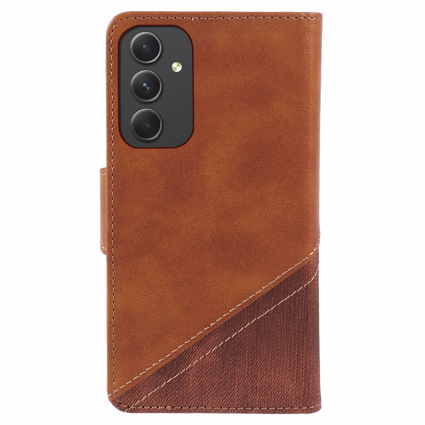 For Samsung Galaxy A16 5G / A16 4G Case Flip Stand View Leather Phone Cover Splicing Texture - Brown