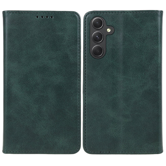 For Samsung Galaxy A16 5G / A16 4G Case Leather Flip Shockproof Calf Texture Phone Cover - Green