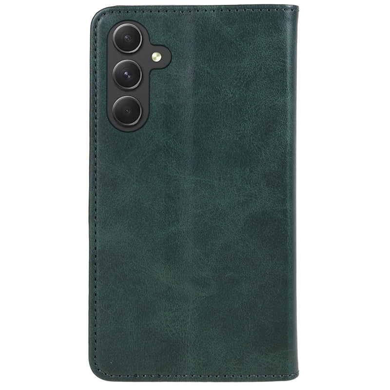 For Samsung Galaxy A16 5G / A16 4G Case Leather Flip Shockproof Calf Texture Phone Cover - Green
