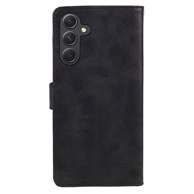 For Samsung Galaxy A16 5G / A16 4G Case PU Leather Stand Magnetic Closure Phone Cover Calf Texture - Black