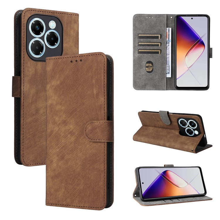 For Infinix Note 40X 5G X6838 Wallet Case RFID Blocking PU Leather Cover Stand View - Brown