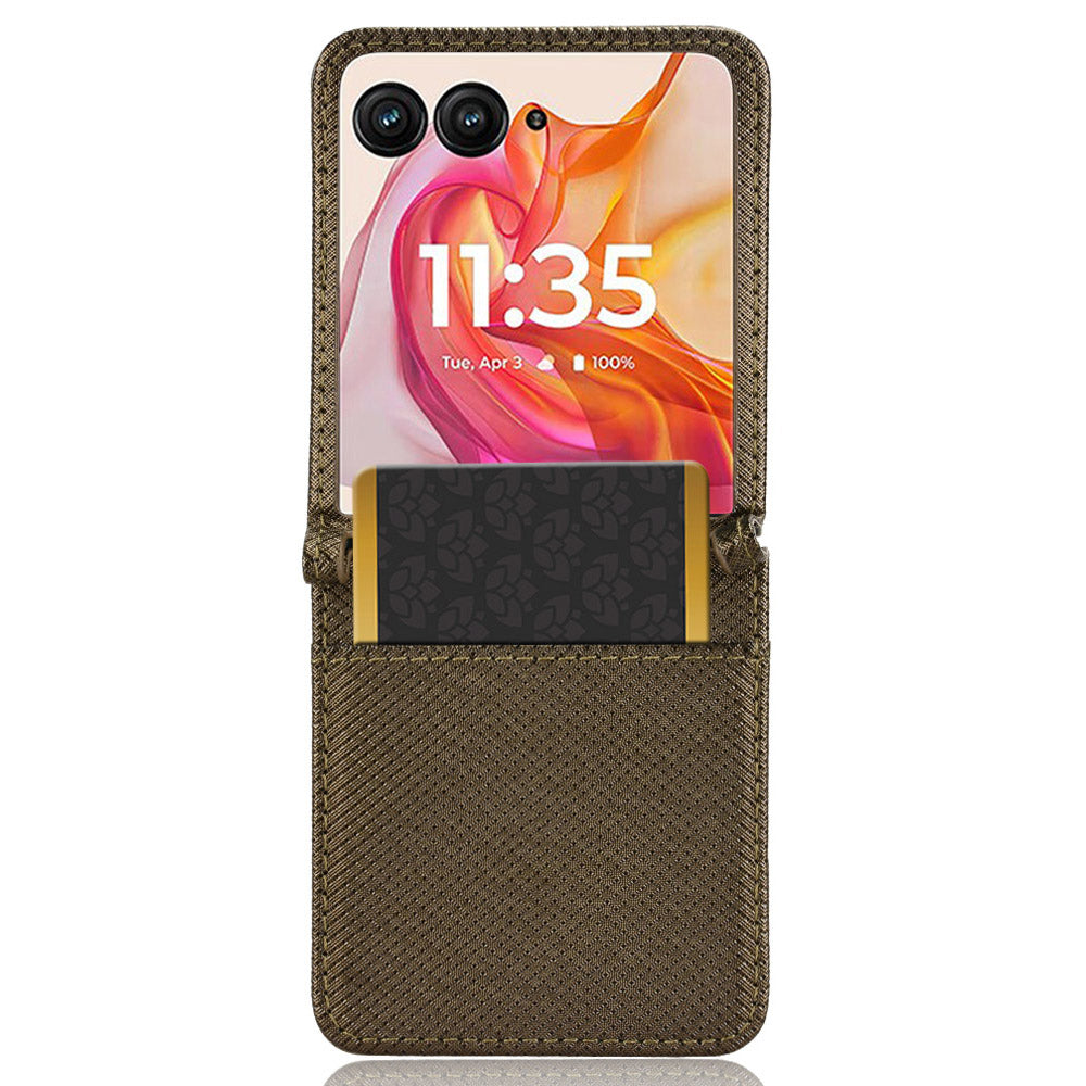 For Motorola Razr 50 Ultra 5G / Razr+ 2024 5G Case Card Holder PU Leather Phone Cover - Brown