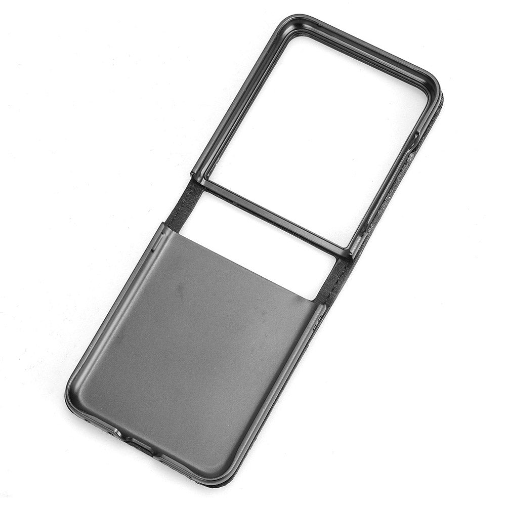 For Motorola Razr 50 Ultra 5G / Razr+ 2024 5G Case Card Holder Retro Leather+PC Phone Cover - Black