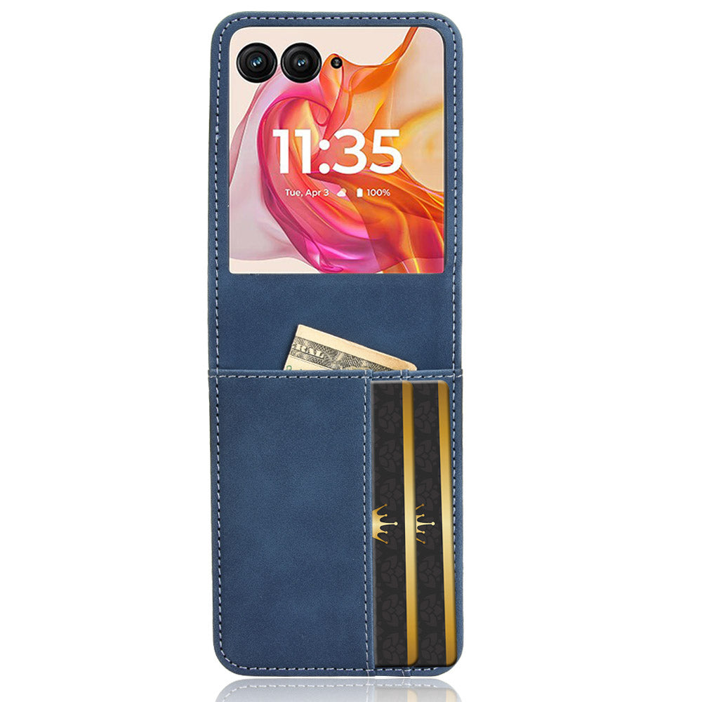 For Motorola Razr 50 Ultra 5G / Razr+ 2024 5G Case Card Slot Leather+PC Phone Cover Separable Design - Blue