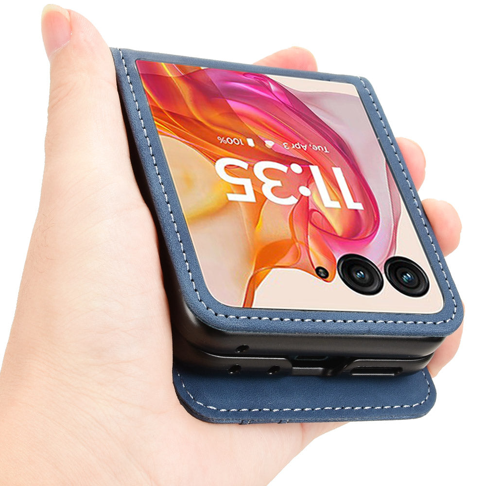 For Motorola Razr 50 Ultra 5G / Razr+ 2024 5G Case Card Slot Leather+PC Phone Cover Separable Design - Blue