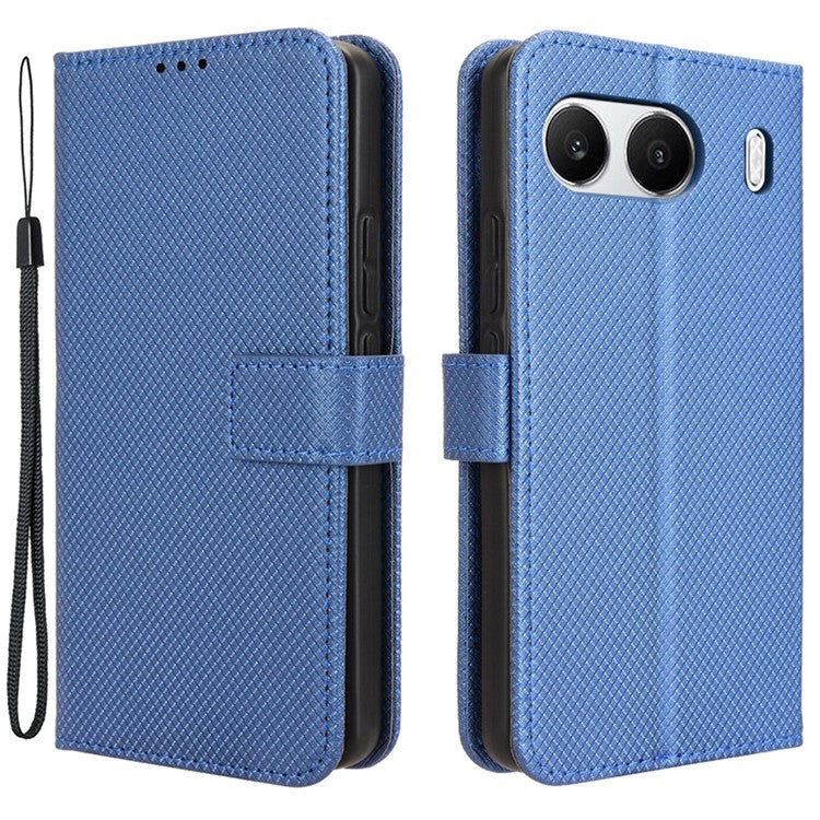 For OnePlus Nord 4 5G Phone Stand Case Diamond Texture PU Leather Cover Wallet - Blue