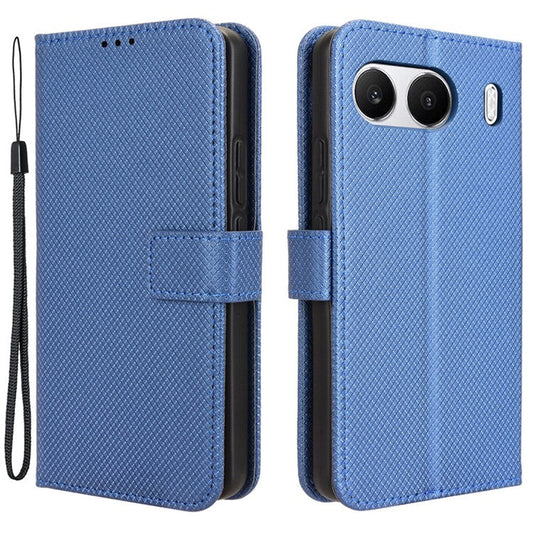 For OnePlus Nord 4 5G Phone Stand Case Diamond Texture PU Leather Cover Wallet - Blue
