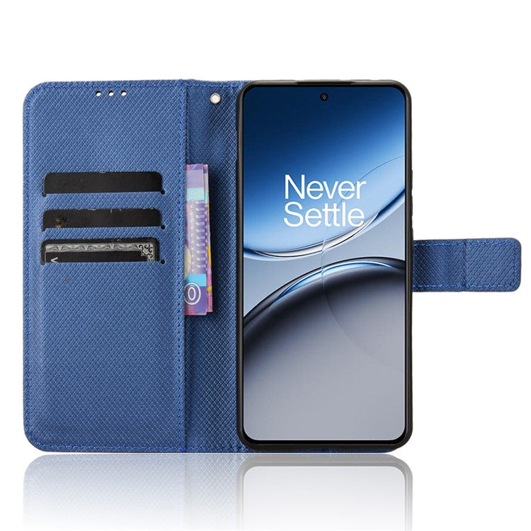 For OnePlus Nord 4 5G Phone Stand Case Diamond Texture PU Leather Cover Wallet - Blue