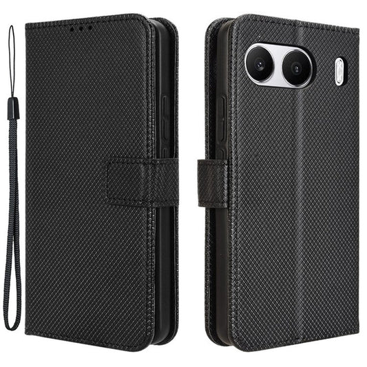 For OnePlus Nord 4 5G Phone Stand Case Diamond Texture PU Leather Cover Wallet - Black