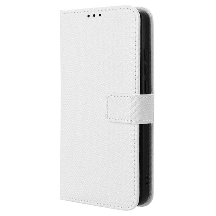 For OnePlus Nord 4 5G Phone Stand Case Diamond Texture PU Leather Cover Wallet - White