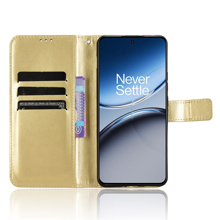 For OnePlus Nord 4 Case Crazy Horse Texture PU Leather Phone Wallet Cover - Gold
