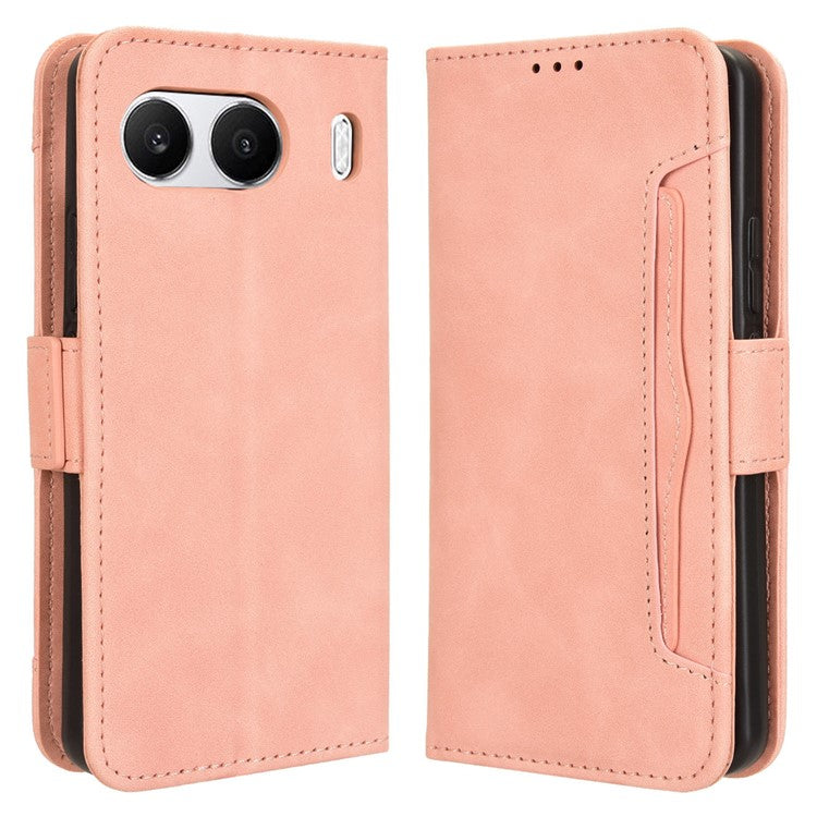 For OnePlus Nord 4 Case PU Leather Phone Cover with Wallet Multiple Card Slots - Pink