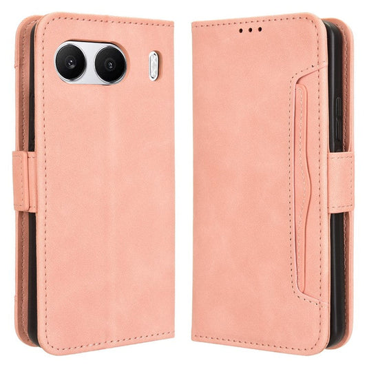 For OnePlus Nord 4 Case PU Leather Phone Cover with Wallet Multiple Card Slots - Pink