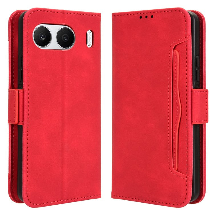 For OnePlus Nord 4 Case PU Leather Phone Cover with Wallet Multiple Card Slots - Red
